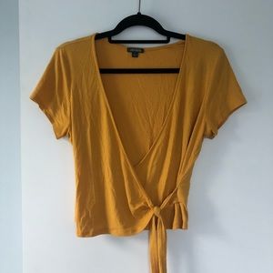 Mustard wrap crop top